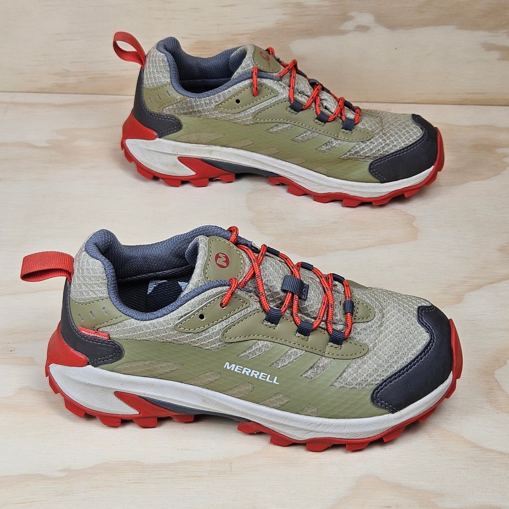 Merrell Oakcreek Waterproof Hiking Shoes Kids US 6M EU 37 Olive Green Red MK2675